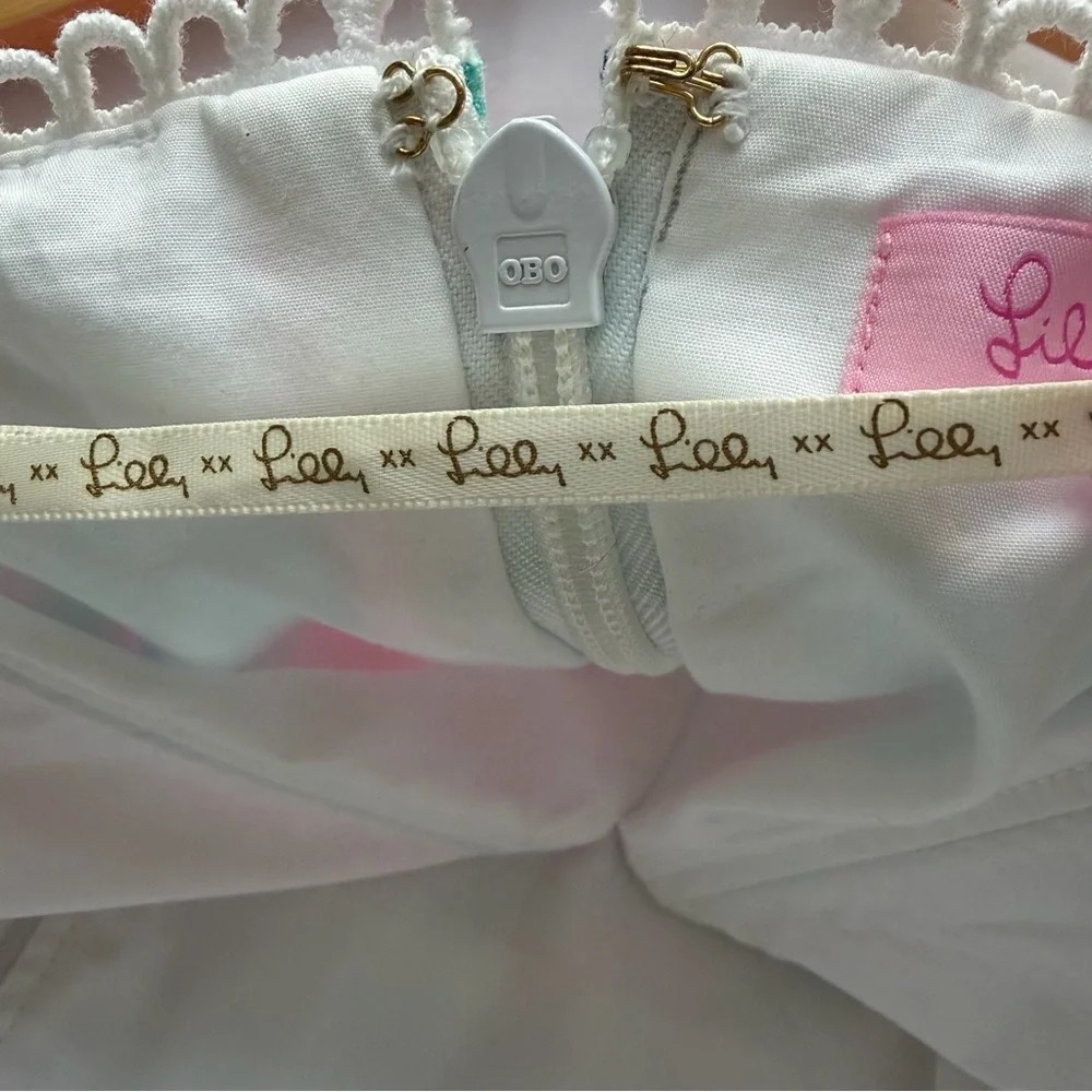 LILLY PULITZER BRYNN DRESS RAZ BERRY LOBSTERS IN LOVE Sz 00 Fully Lined - Picture 8 of 9